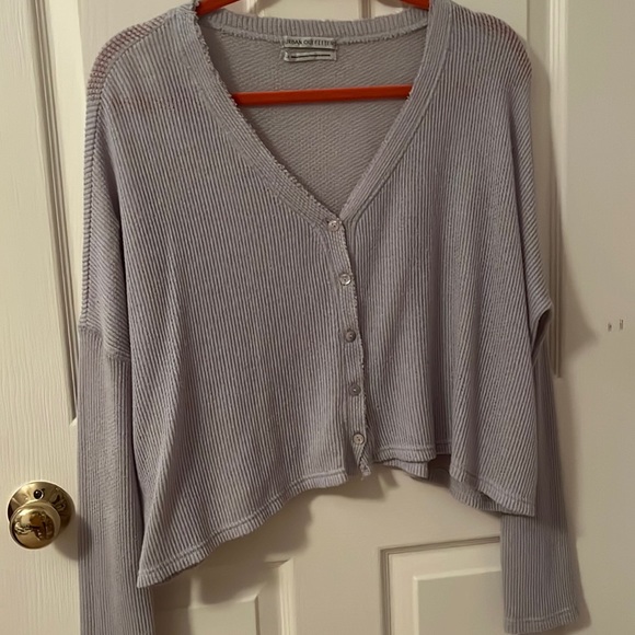 Urban Outfitters Baby Blue Slouchy Button Up Sweater - Picture 2 of 4